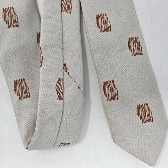 VINTAGE FRENCH F*** YOU CUSS SWEAR DESIGN NYLON TIE TAN BROWN TEXTURED 4" X 54" - Picture 4 of 4